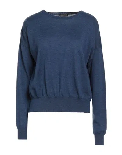 Aragona Woman Sweater Navy Size 6 Merino Wool In Blue