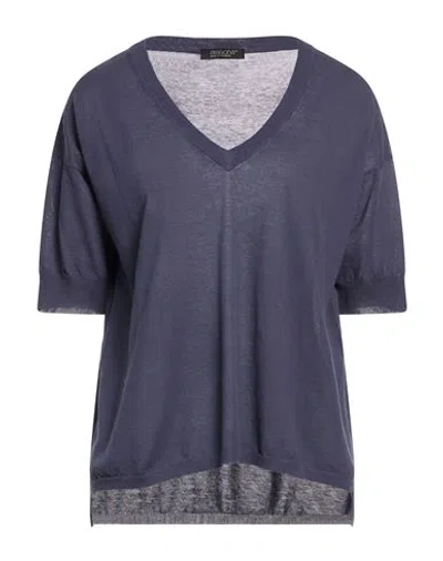 Aragona Woman Sweater Navy Size 8 Cotton In Blue