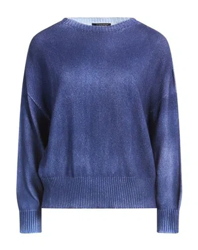 Aragona Woman Sweater Navy Size 8 Cotton In Blue