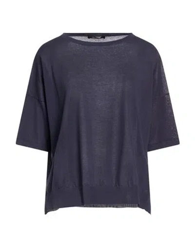 Aragona Woman Sweater Navy Size 8 Cotton In Blue