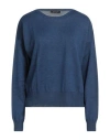Aragona Woman Sweater Navy Size 8 Merino Wool In Blue