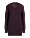 Aragona Woman Sweater Plum Size 8 Wool In Burgundy