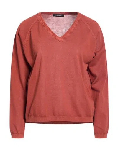 Aragona Woman Sweater Rust Size 6 Cotton In Burgundy