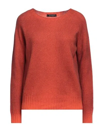 Aragona Woman Sweater Rust Size 8 Wool, Cashmere In Red