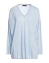 Aragona Woman Sweater Sky Blue Size 8 Merino Wool