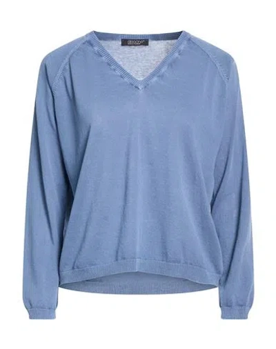 Aragona Woman Sweater Slate Blue Size 10 Cotton