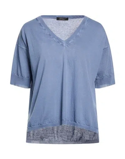 Aragona Woman Sweater Slate Blue Size 10 Cotton