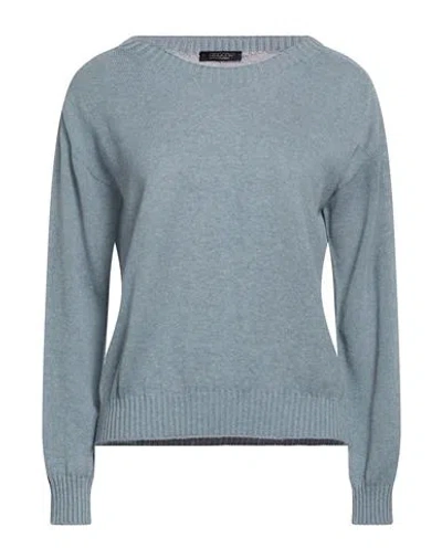 Aragona Woman Sweater Slate Blue Size 8 Cotton In Green