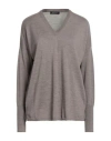Aragona Woman Sweater Taupe Size 8 Merino Wool In Gray