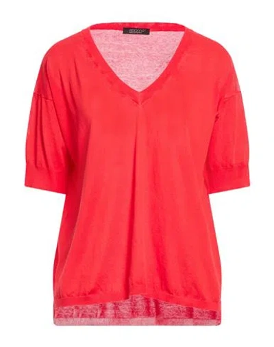 Aragona Woman Sweater Tomato Red Size 8 Cotton