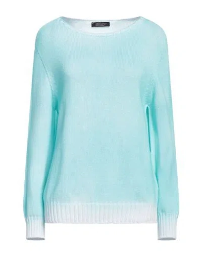 Aragona Woman Sweater Turquoise Size 8 Cotton In Blue