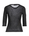 Aragona Woman T-shirt Black Size 10 Linen