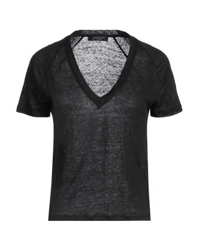 Aragona Woman T-shirt Black Size 8 Linen