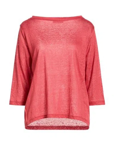Aragona Woman T-shirt Brick Size 10 Linen In Pink