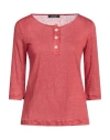 Aragona Woman T-shirt Brick Red Size 8 Linen In Red