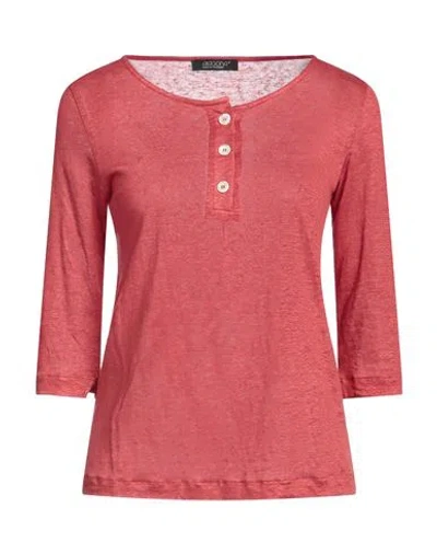Aragona Woman T-shirt Brick Red Size 8 Linen