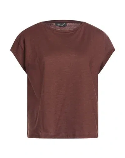 Aragona Woman T-shirt Brown Size 10 Cotton