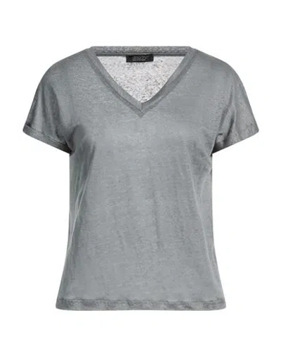 Aragona Woman T-shirt Grey Size 12 Linen In Gray