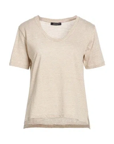 Aragona Woman T-shirt Khaki Size 12 Linen, Cotton In Multi