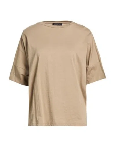 Aragona Woman T-shirt Khaki Size 8 Cotton In Brown