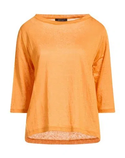Aragona Woman T-shirt Mandarin Size 10 Linen In Orange