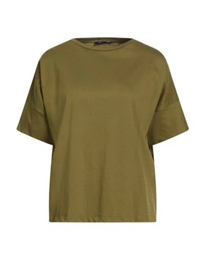 Aragona Woman T-shirt Military Green Size 10 Cotton