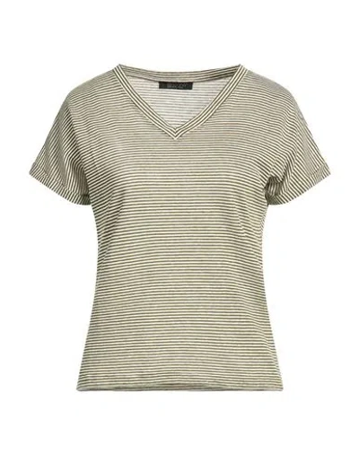 Aragona Woman T-shirt Military Green Size 10 Linen, Cotton In Multi