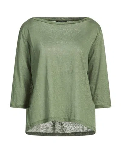 Aragona Woman T-shirt Military Green Size 12 Linen