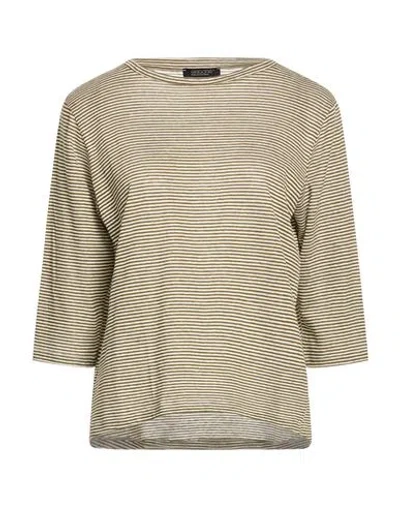 Aragona Woman T-shirt Military Green Size 6 Linen, Cotton In Multi