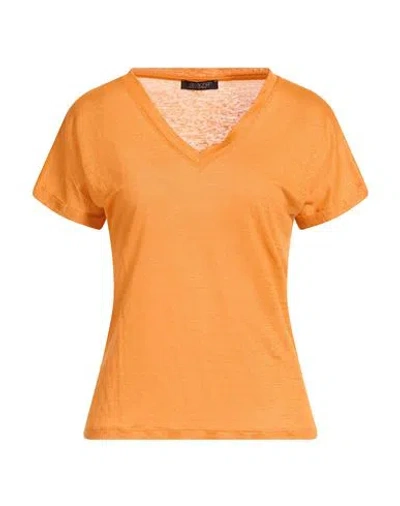 Aragona Woman T-shirt Orange Size 8 Linen