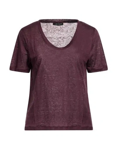 Aragona Woman T-shirt Plum Size 8 Linen In Brown