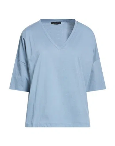 Aragona Woman T-shirt Slate Blue Size 6 Cotton