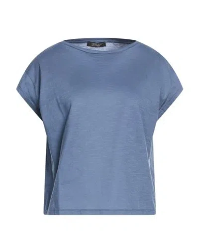 Aragona Woman T-shirt Slate Blue Size 8 Cotton