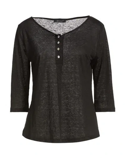 Aragona Woman T-shirt Black Size 10 Linen