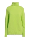 Aragona Woman Turtleneck Lime Green Size 6 Wool, Cashmere