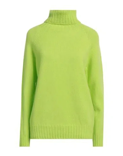 Aragona Woman Turtleneck Lime Green Size 6 Wool, Cashmere In Green