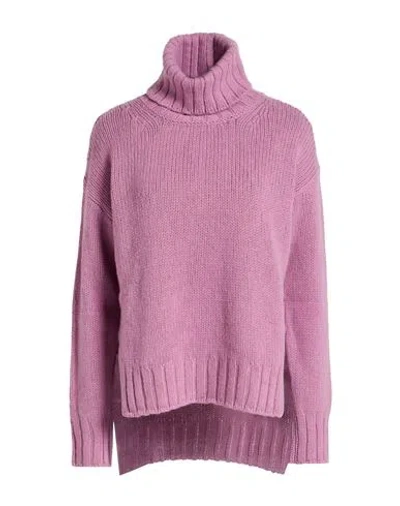 Aragona Woman Turtleneck Antique Rose Size 8 Baby Alpaca Wool, Merino Wool In Pink