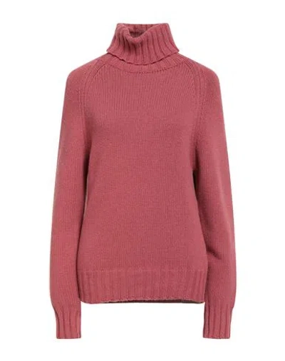 Aragona Woman Turtleneck Antique Rose Size 8 Wool In Pink