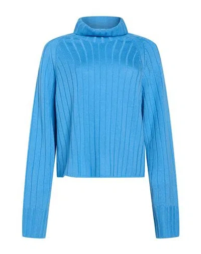 Aragona Woman Turtleneck Azure Size 2 Merino Wool In Blue