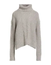 Aragona Woman Turtleneck Beige Size 10 Alpaca Wool, Merino Wool In Gray