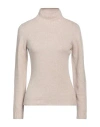 Aragona Woman Turtleneck Beige Size 10 Wool, Cashmere