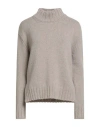 Aragona Woman Turtleneck Beige Size 6 Baby Alpaca Wool, Merino Wool In Gray