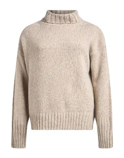 Aragona Woman Turtleneck Beige Size 8 Baby Alpaca Wool, Cotton In Neutral