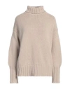 Aragona Woman Turtleneck Beige Size 8 Cashmere