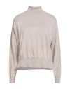 Aragona Woman Turtleneck Beige Size 8 Merino Wool In Gray