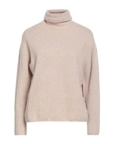 Aragona Woman Turtleneck Beige Size 8 Wool, Cashmere In Neutral