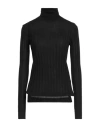 Aragona Woman Turtleneck Black Size 10 Merino Wool In Black