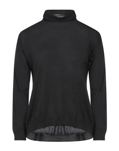 Aragona Woman Turtleneck Black Size 12 Wool In Black
