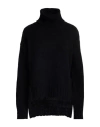 Aragona Woman Turtleneck Black Size 8 Baby Alpaca Wool, Merino Wool In Black