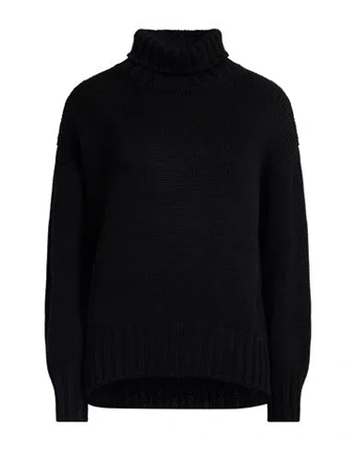 Aragona Woman Turtleneck Black Size 8 Merino Wool